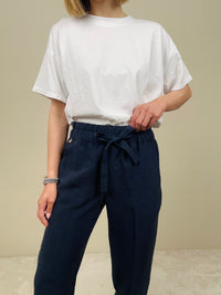 Pantalaccio viscosa e lino blu