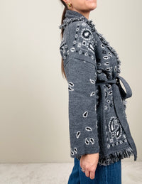 Cardigan bandana grigio-nero