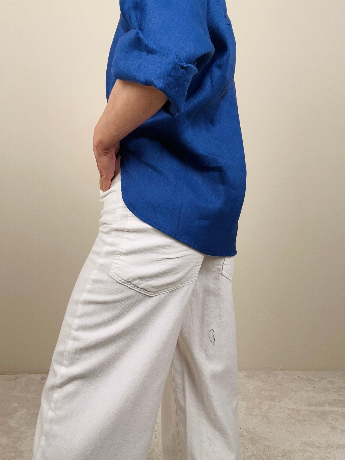Jeans bianco leggero a gamba larga