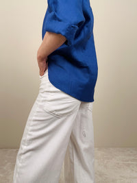 Jeans bianco leggero a gamba larga