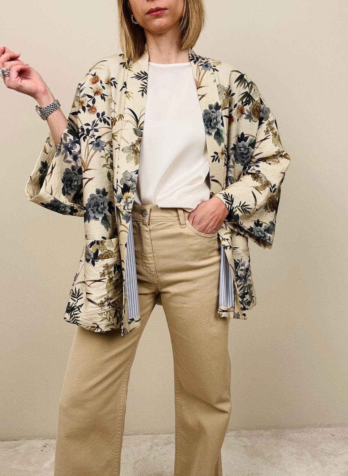 Kimono multicolor verde/sabbia