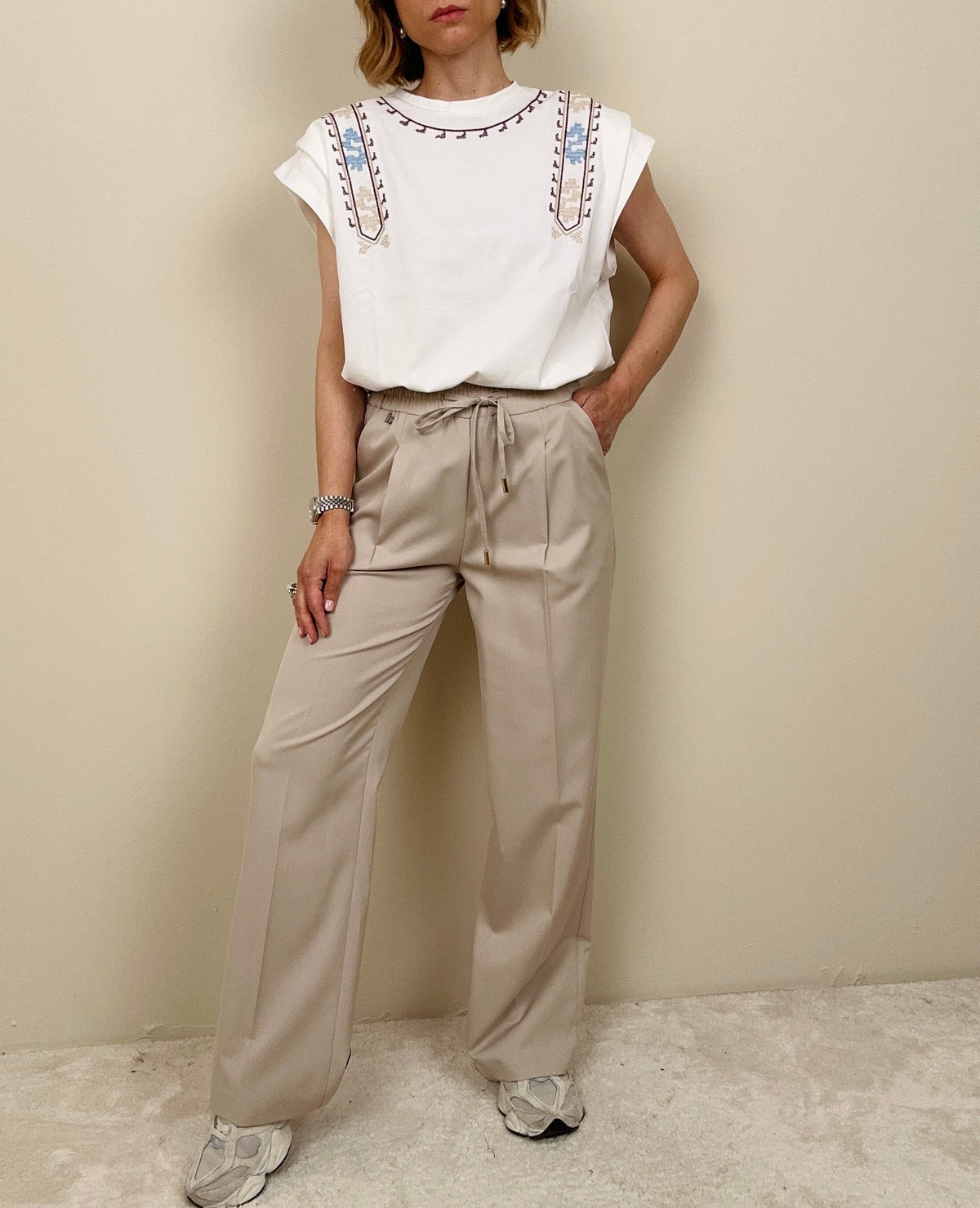 Pantalone ghiaccio con elastico in vita