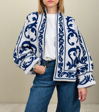 Cardigan bianco-bluette