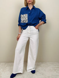 Jeans bianco leggero a gamba larga