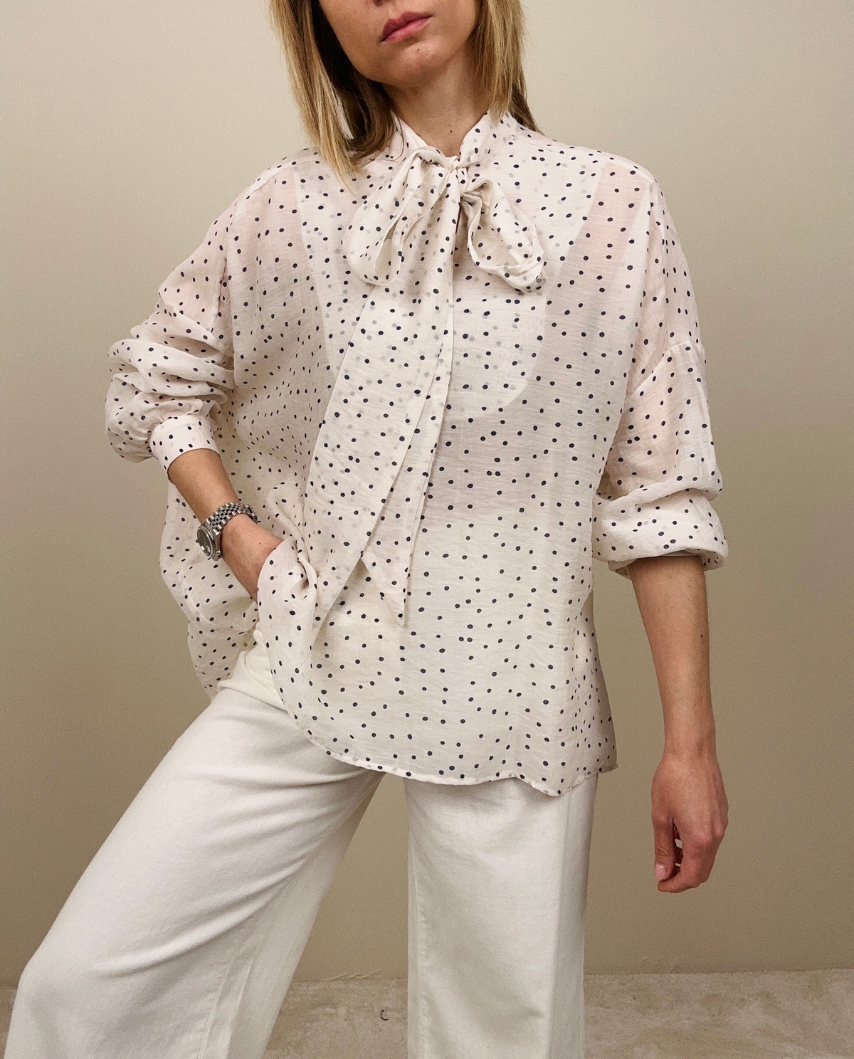 Camicia a pois blu