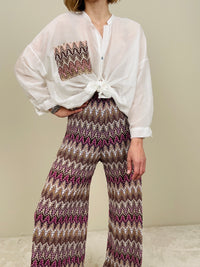 Pantalone in maglina stile missoni viola