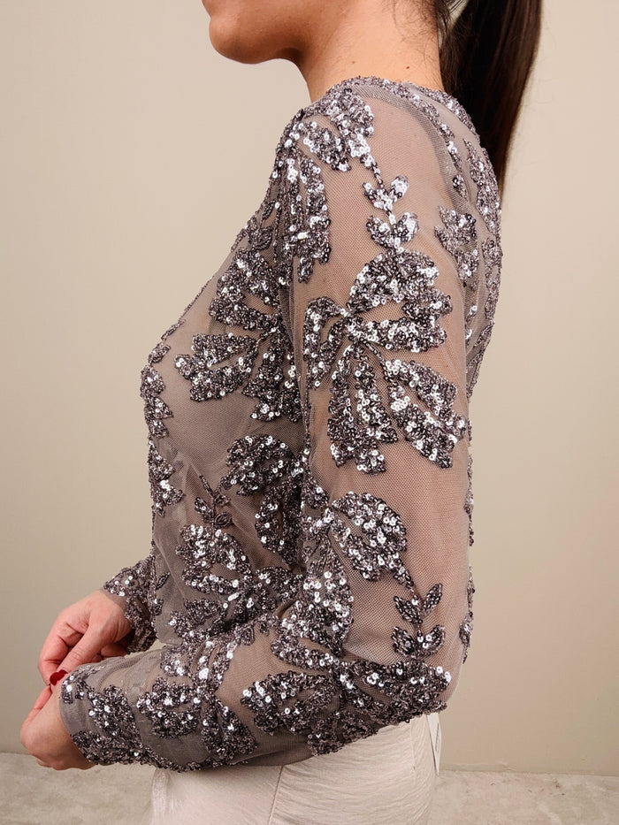 Maglia con ricamo paillettes