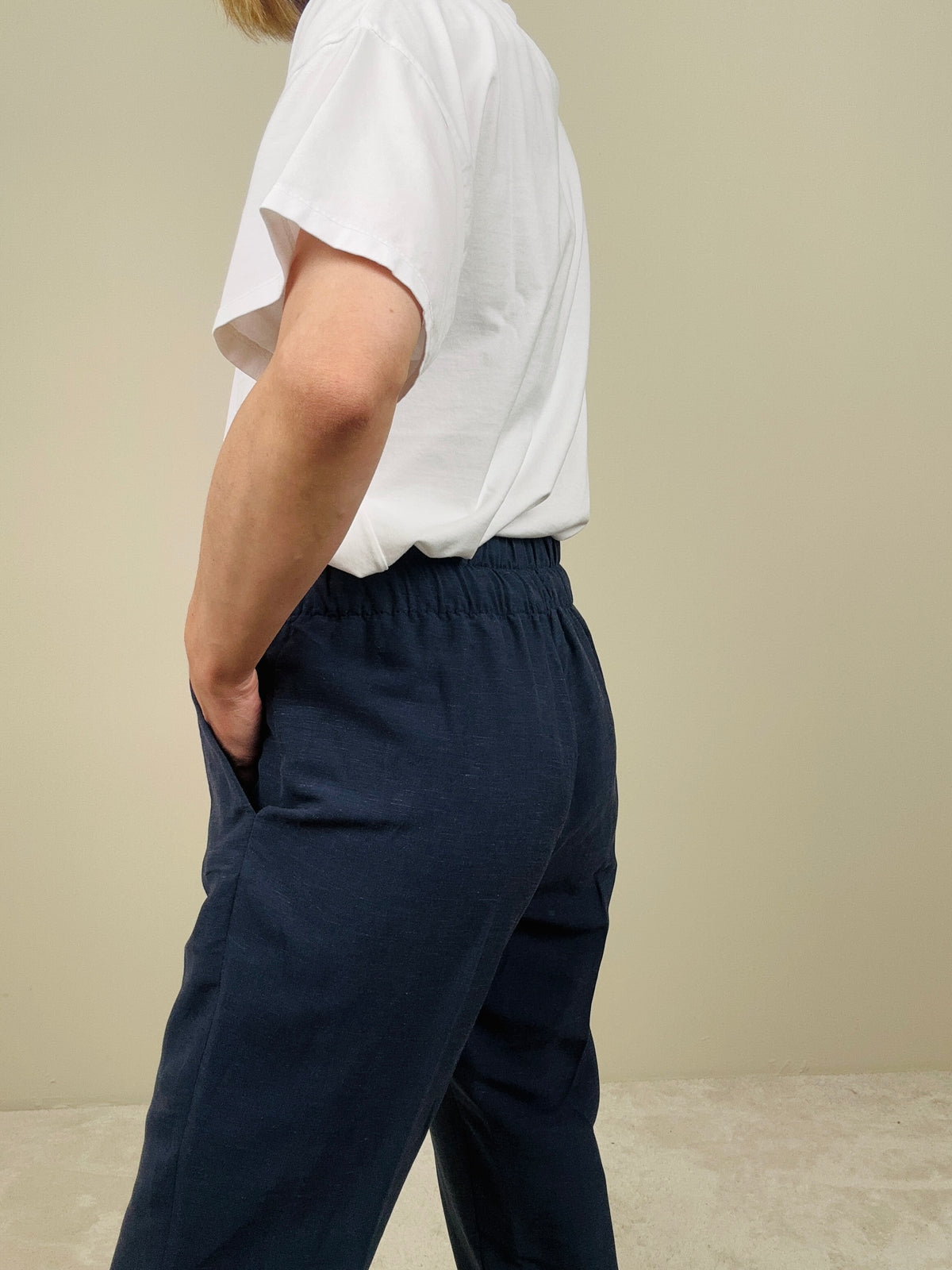 Pantalaccio viscosa e lino blu