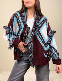Cardigan rombi bordeaux
