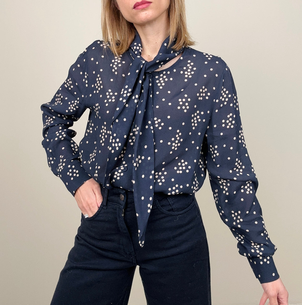 Camicia blu in fantasia