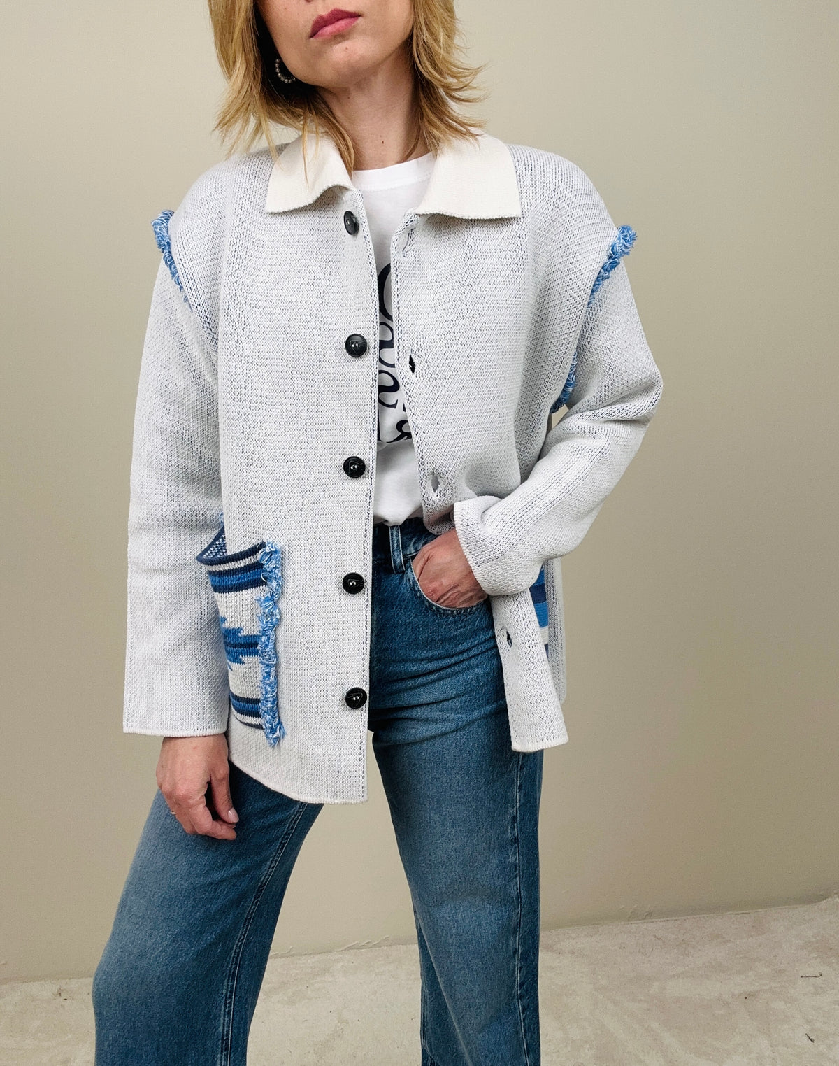 Cardigan ghiaccio-azzurro