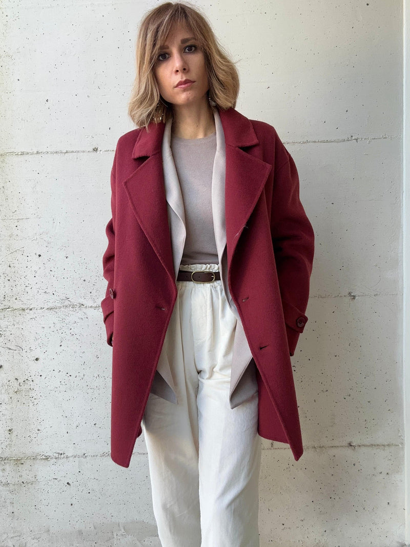 Cappotto burgundy 100% lana