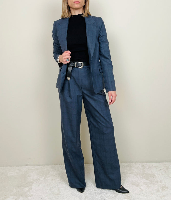 Pantalone  asciutta microfantasia blue navy