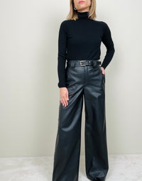 Pantalone palazzo ecopelle nero