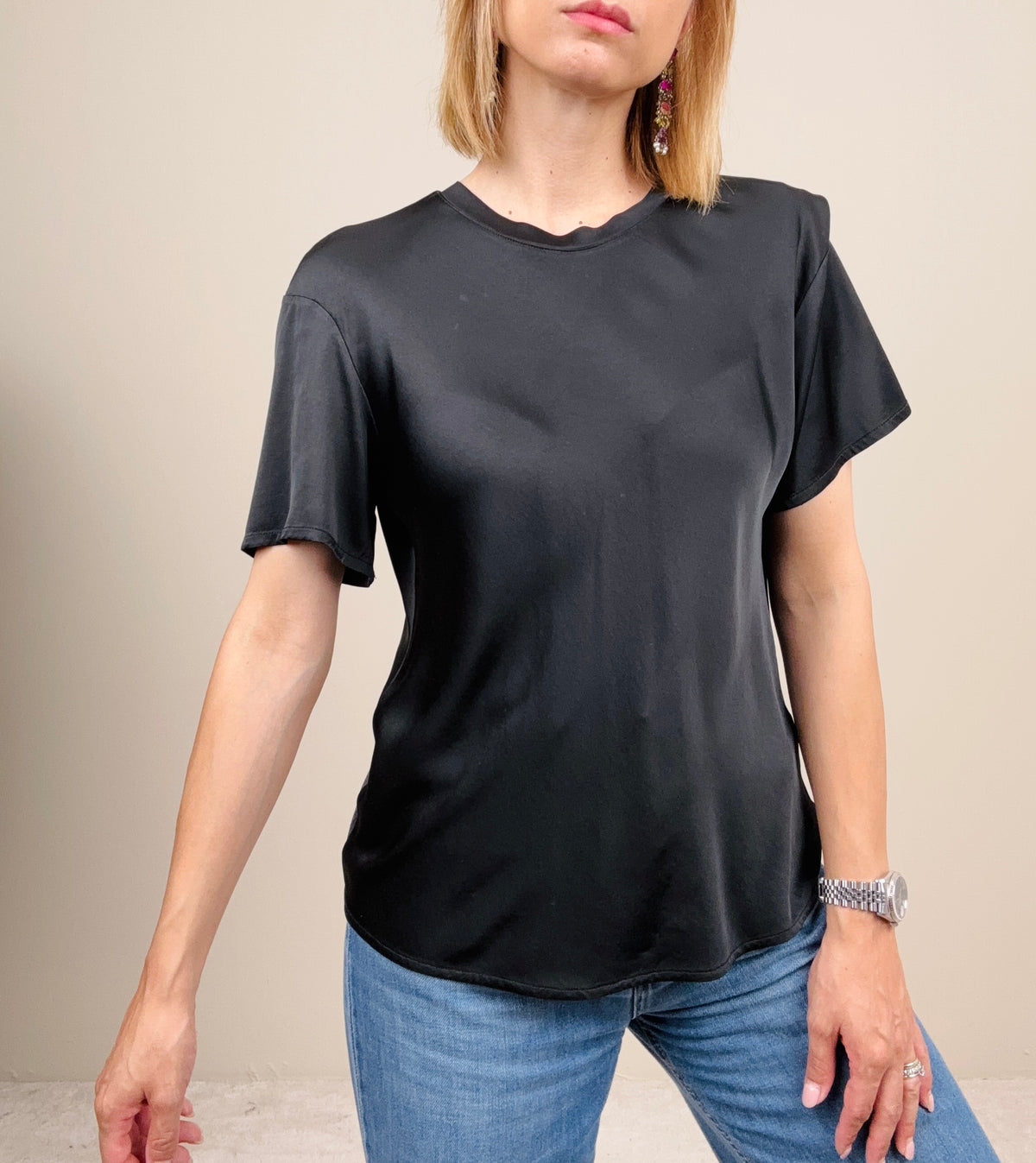 Blusa manica corta nera