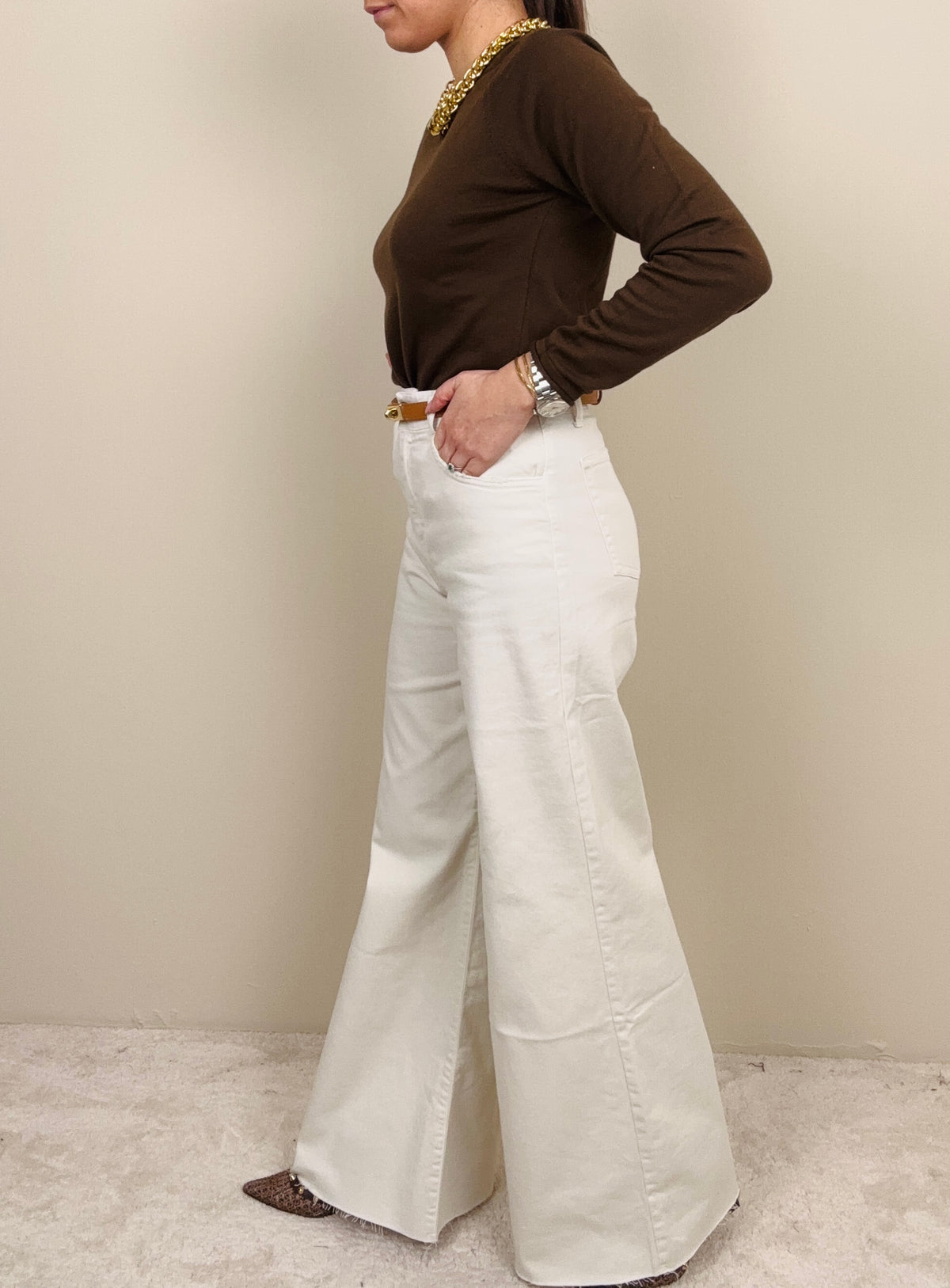 Jeans flare bianco