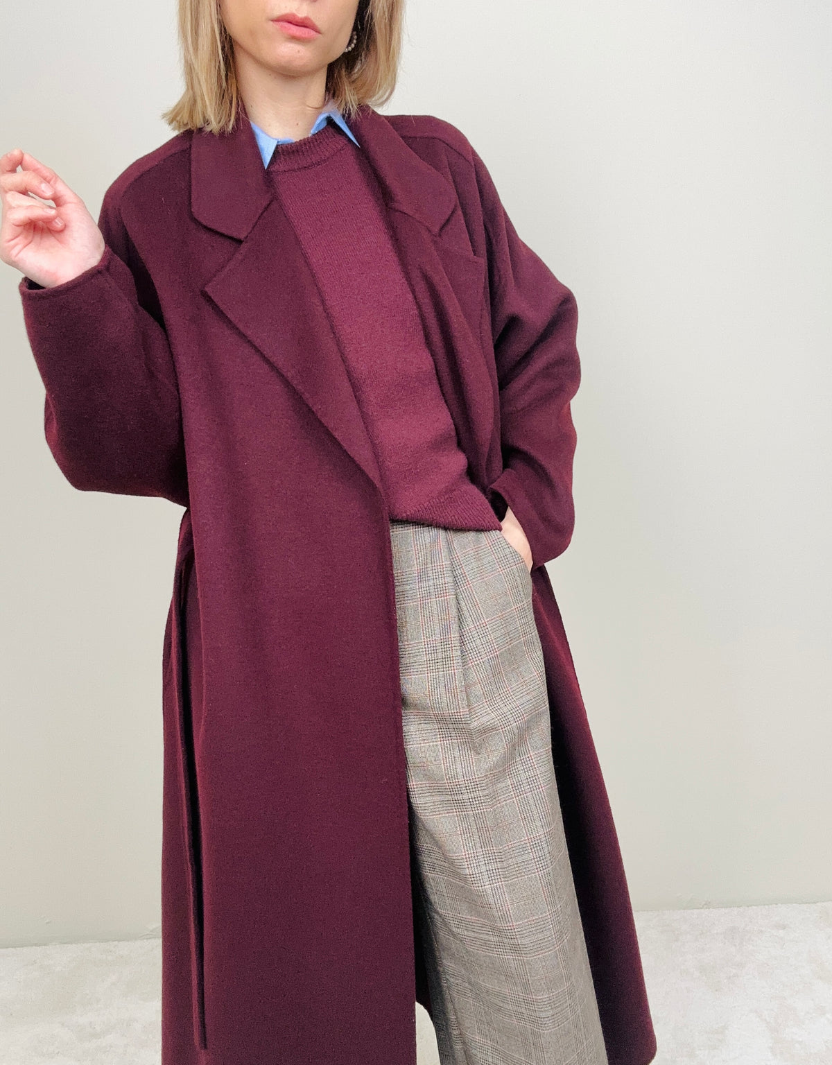 Cappotto bordeaux 100% lana