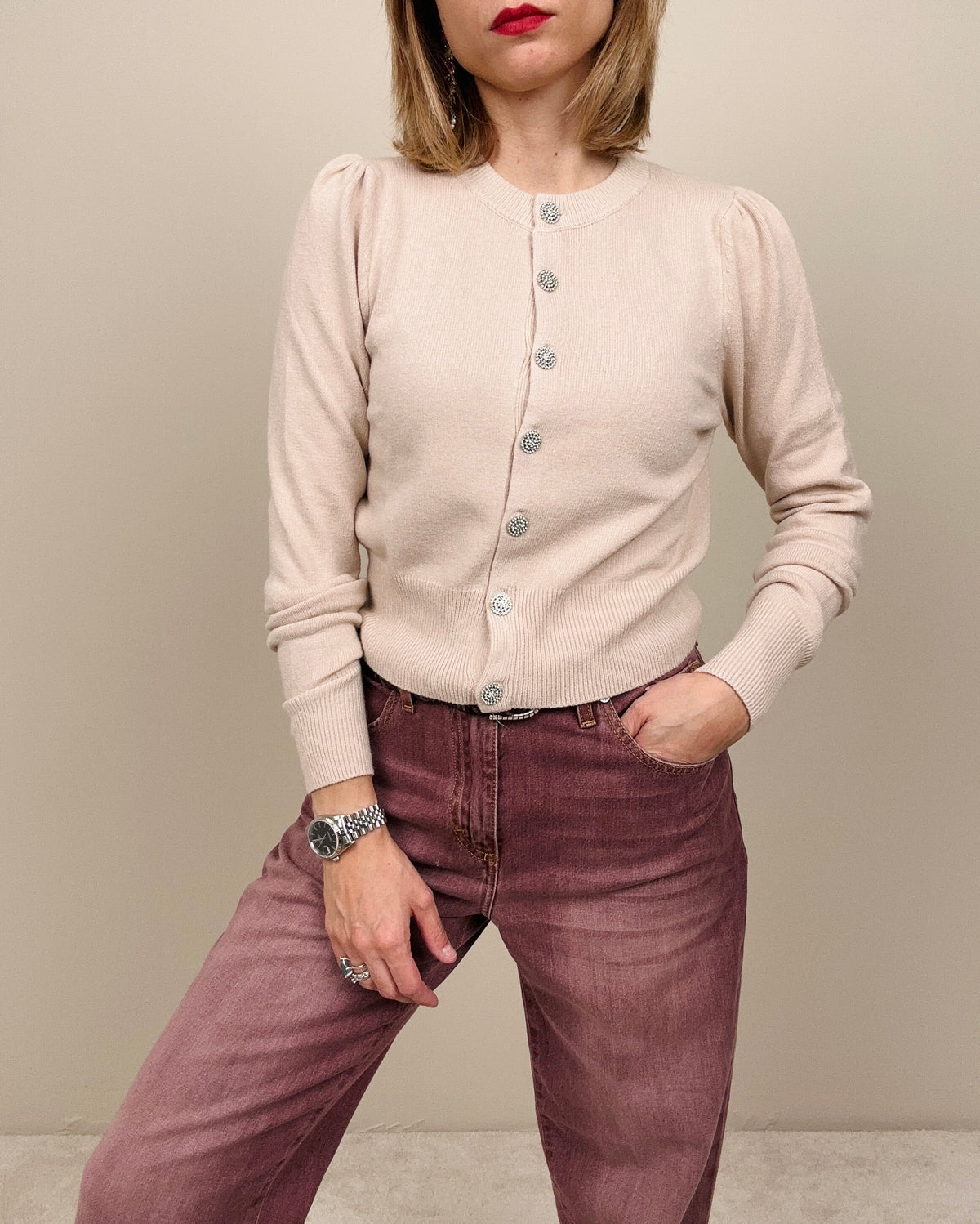 Golfino con bottoni gioiello