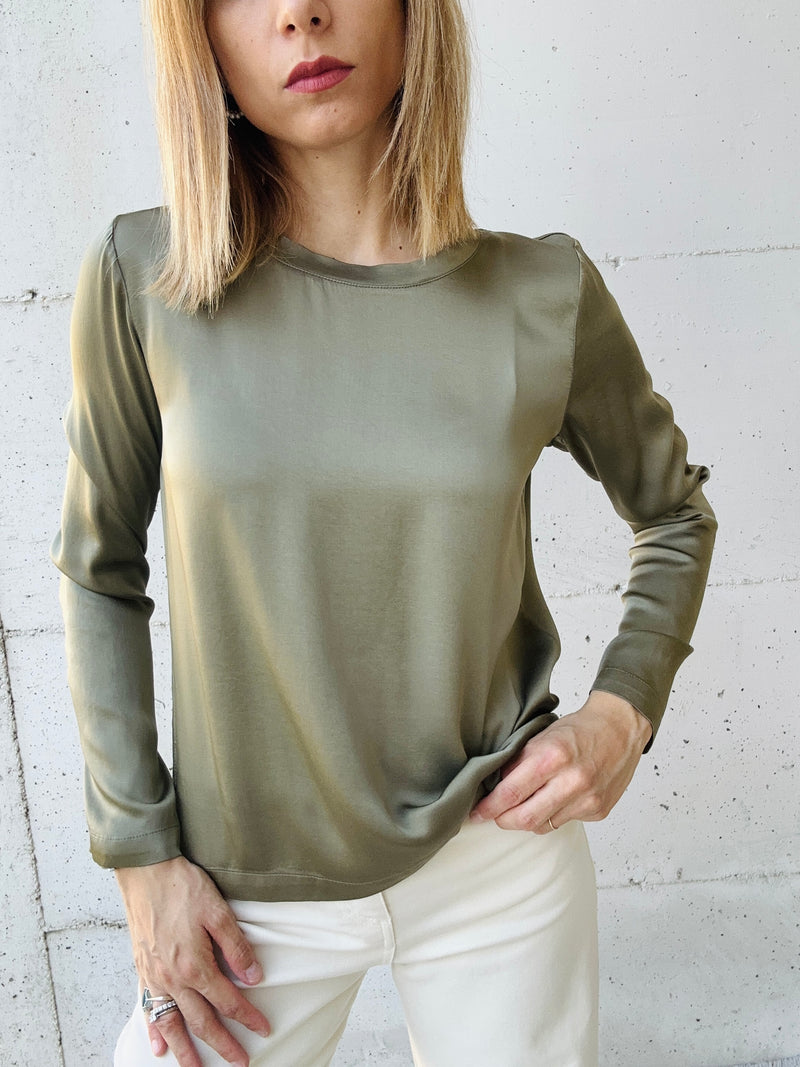 Blusa viscosa basic manica lunga (più colori)