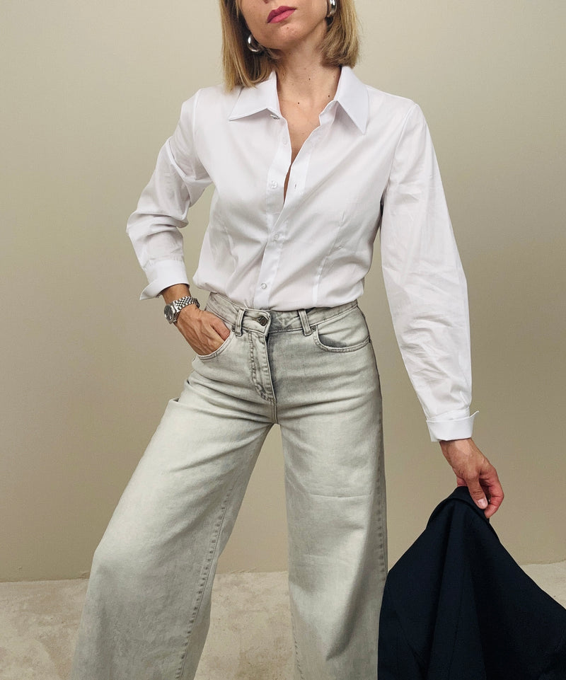 Camicia in cotone con bottone gioiello