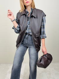 Gilet in ecopelle cioccolato
