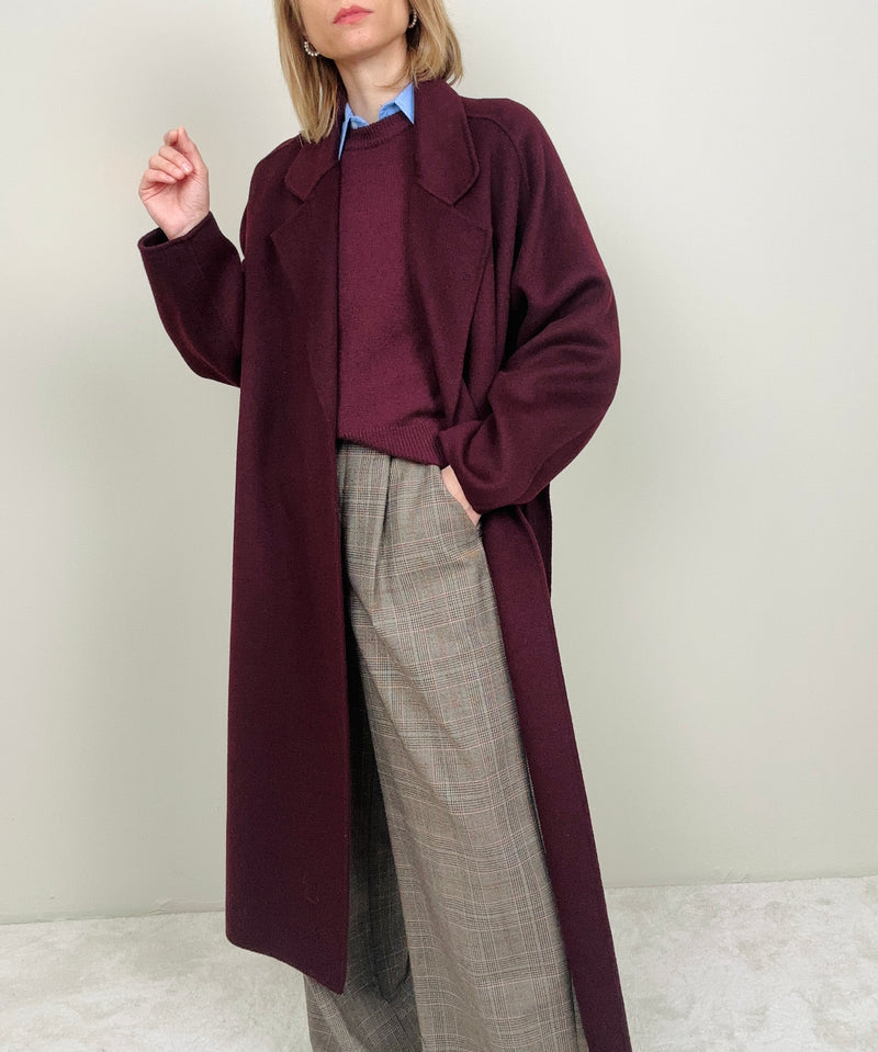 Cappotto bordeaux 100% lana