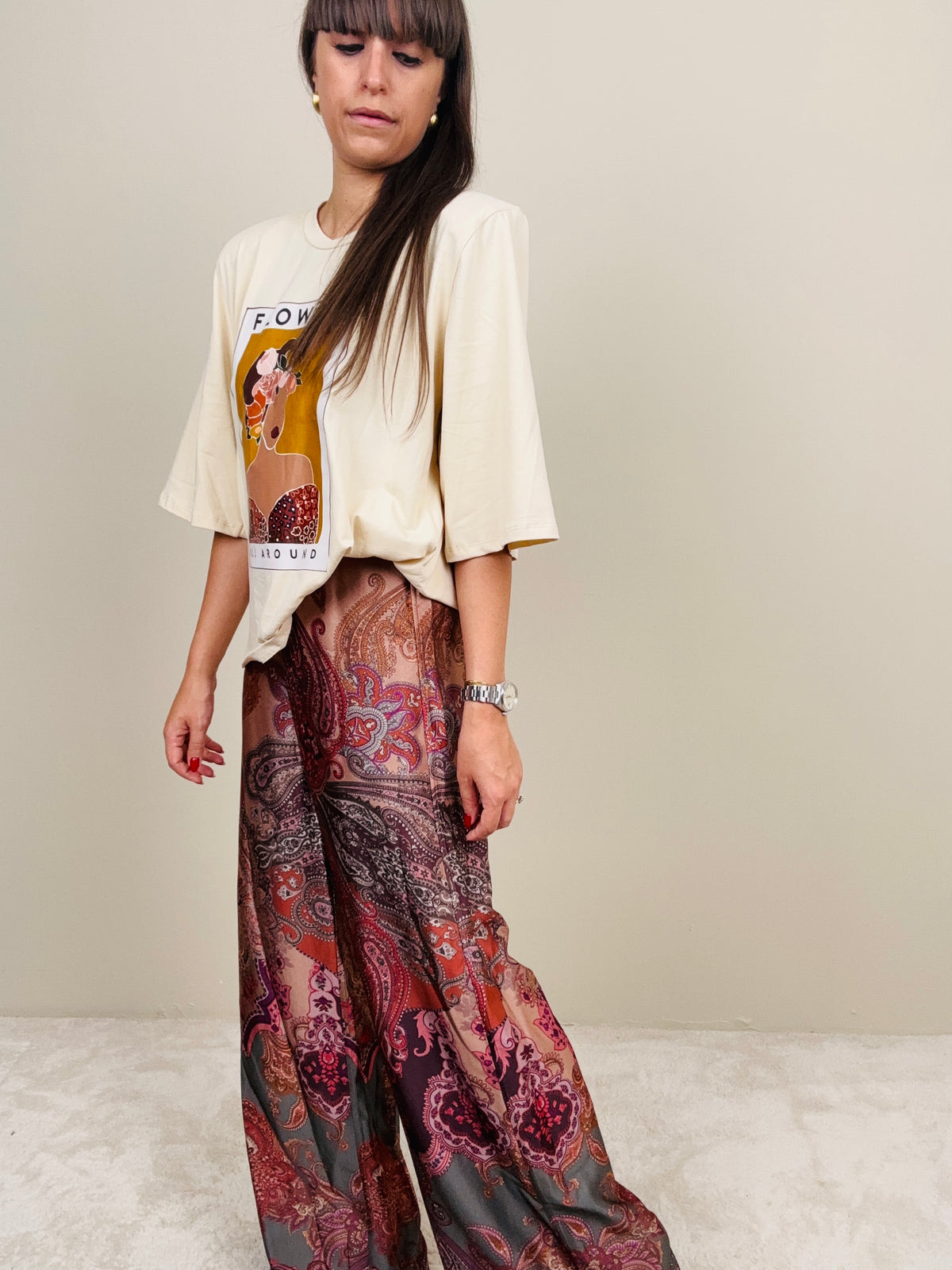 Pantalone in fantasia rosa
