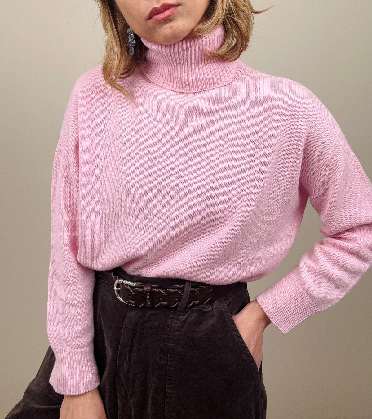 Maglione dolcevita rosa