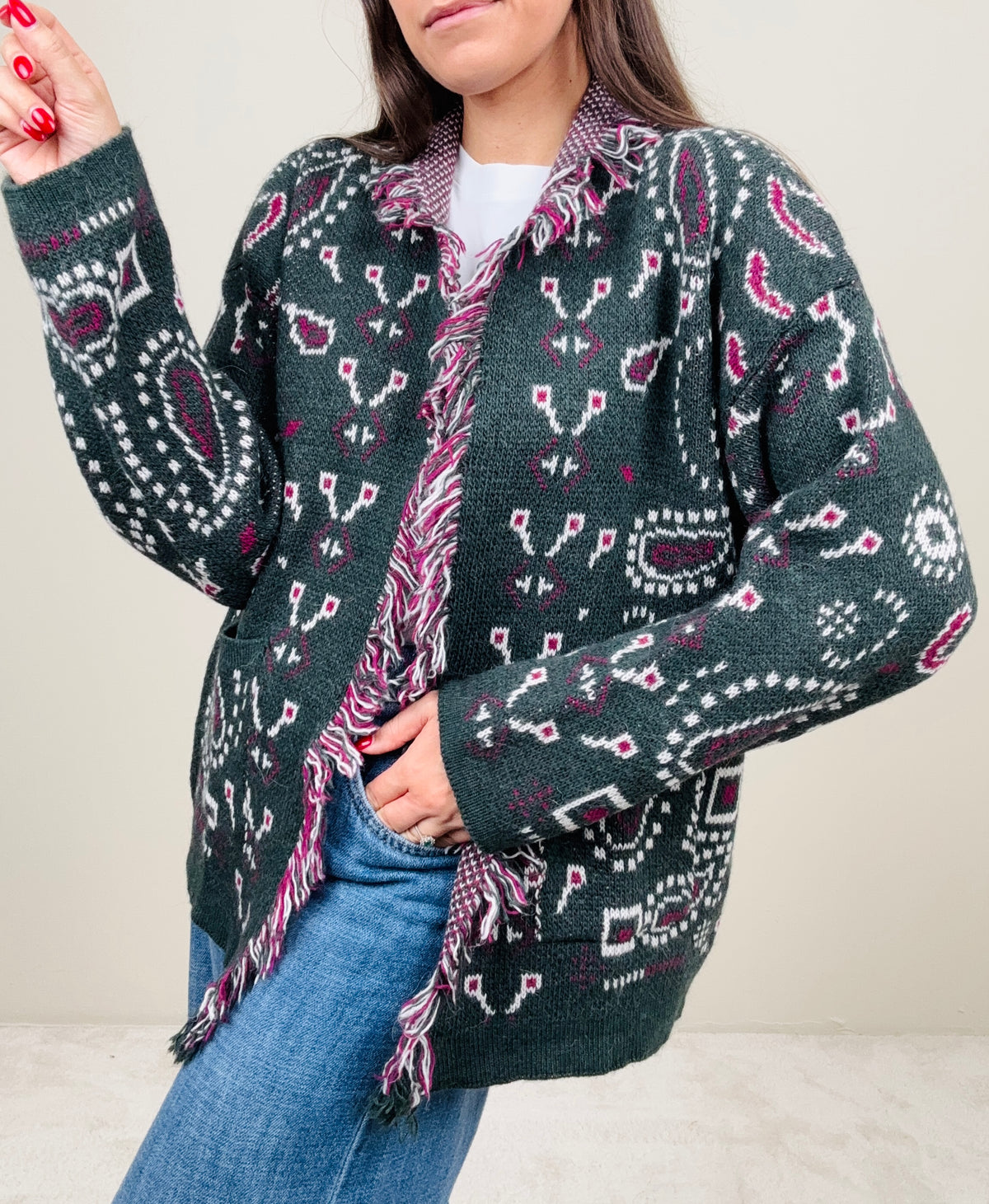 Cardigan bandana ottanio