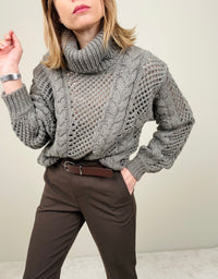 Maglione collo alto taupe