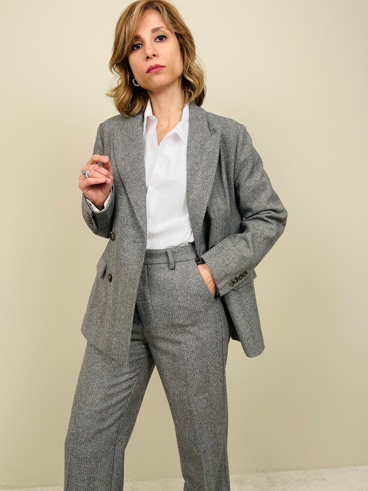 Giacca spinata misto lana