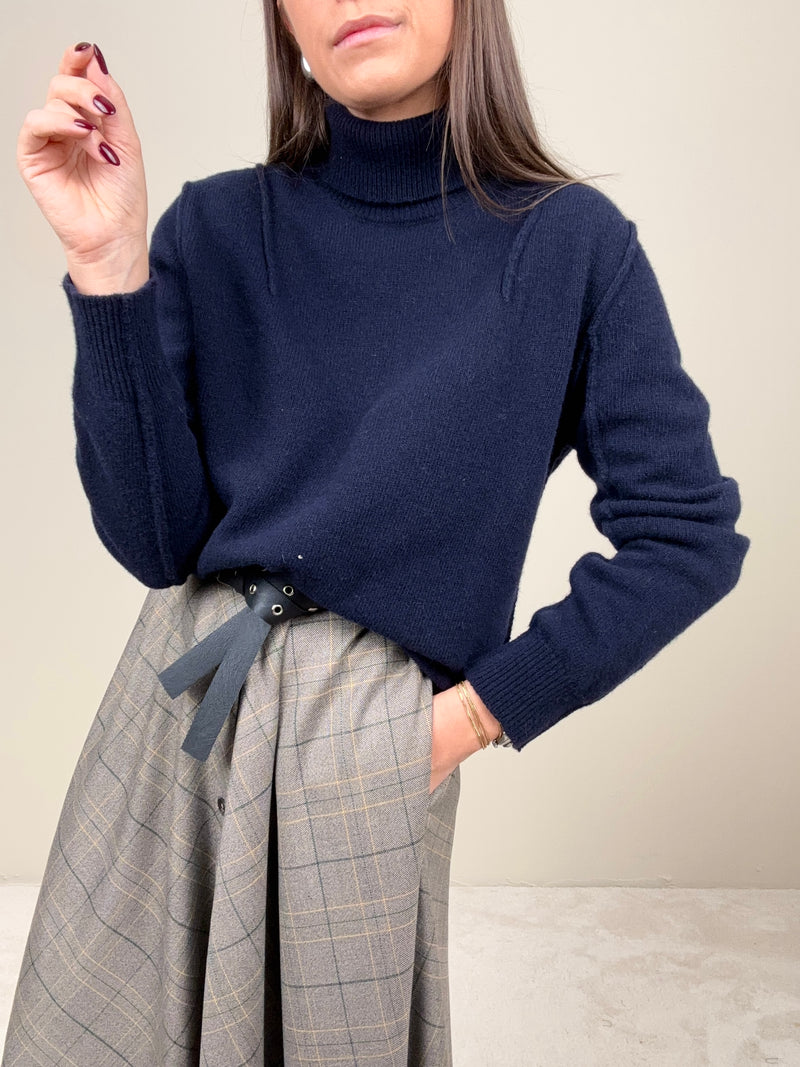 Maglioncino collo alto blu