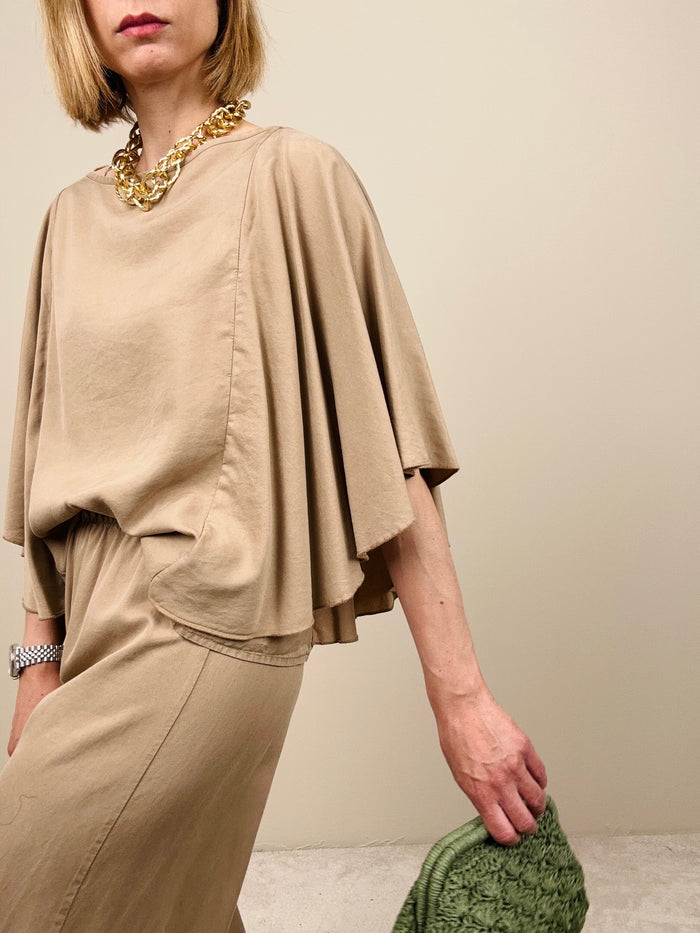 Blusa in viscosa sabbia