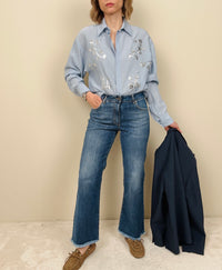 Jeans trombetta sfrangiato