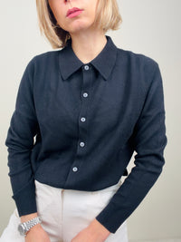 Maglioncino shirt button nero
