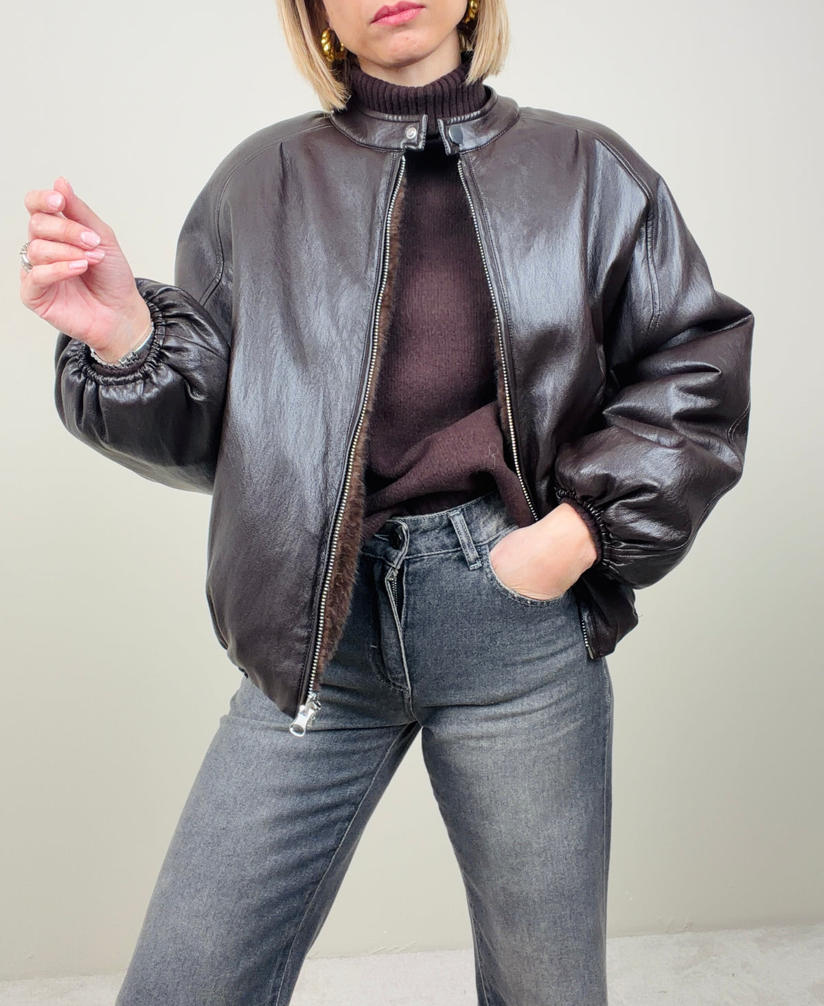 Giacca double-face ecopelle/ecofur