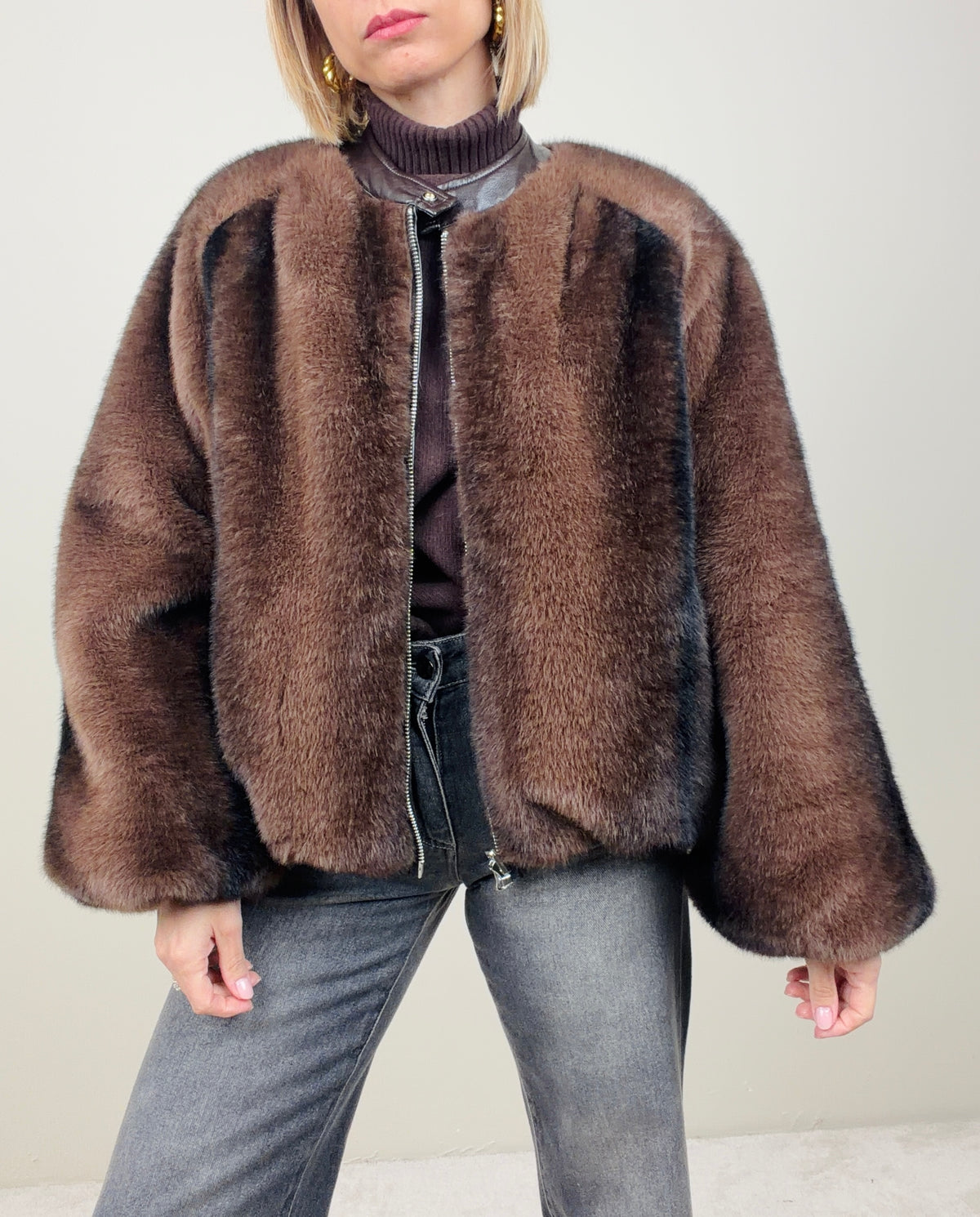 Giacca double-face ecopelle/ecofur