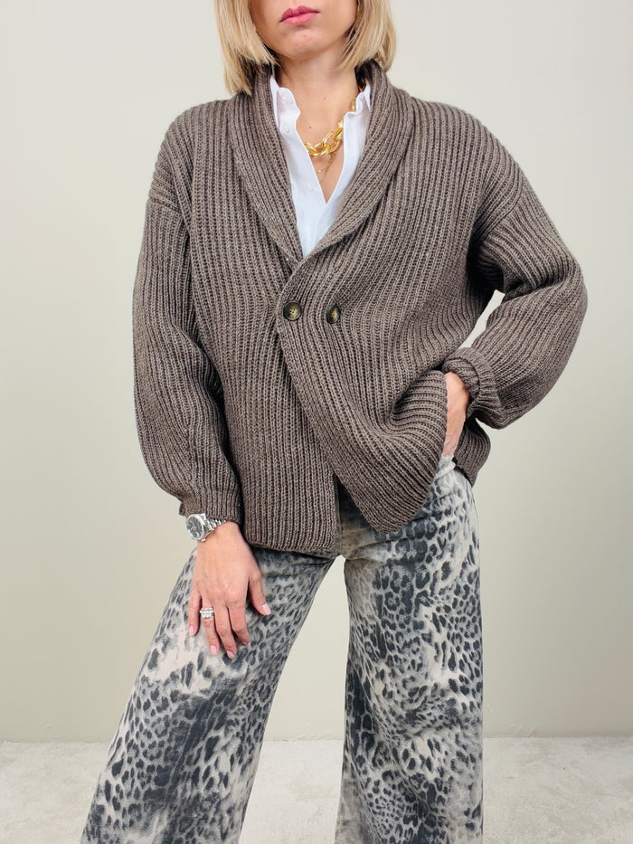 Cardigan doppiopetto cacao