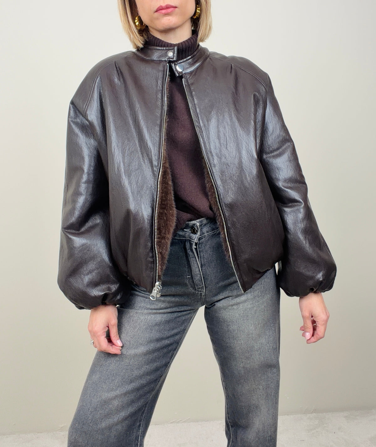 Giacca double-face ecopelle/ecofur