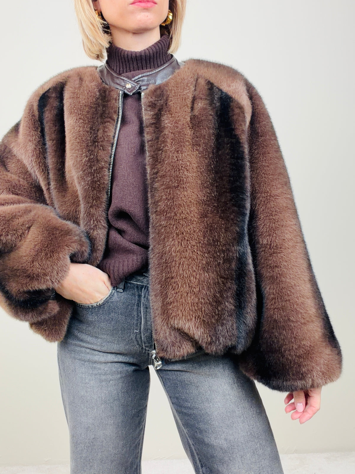 Giacca double-face ecopelle/ecofur
