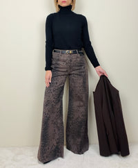 Jeans flare leopardato moro