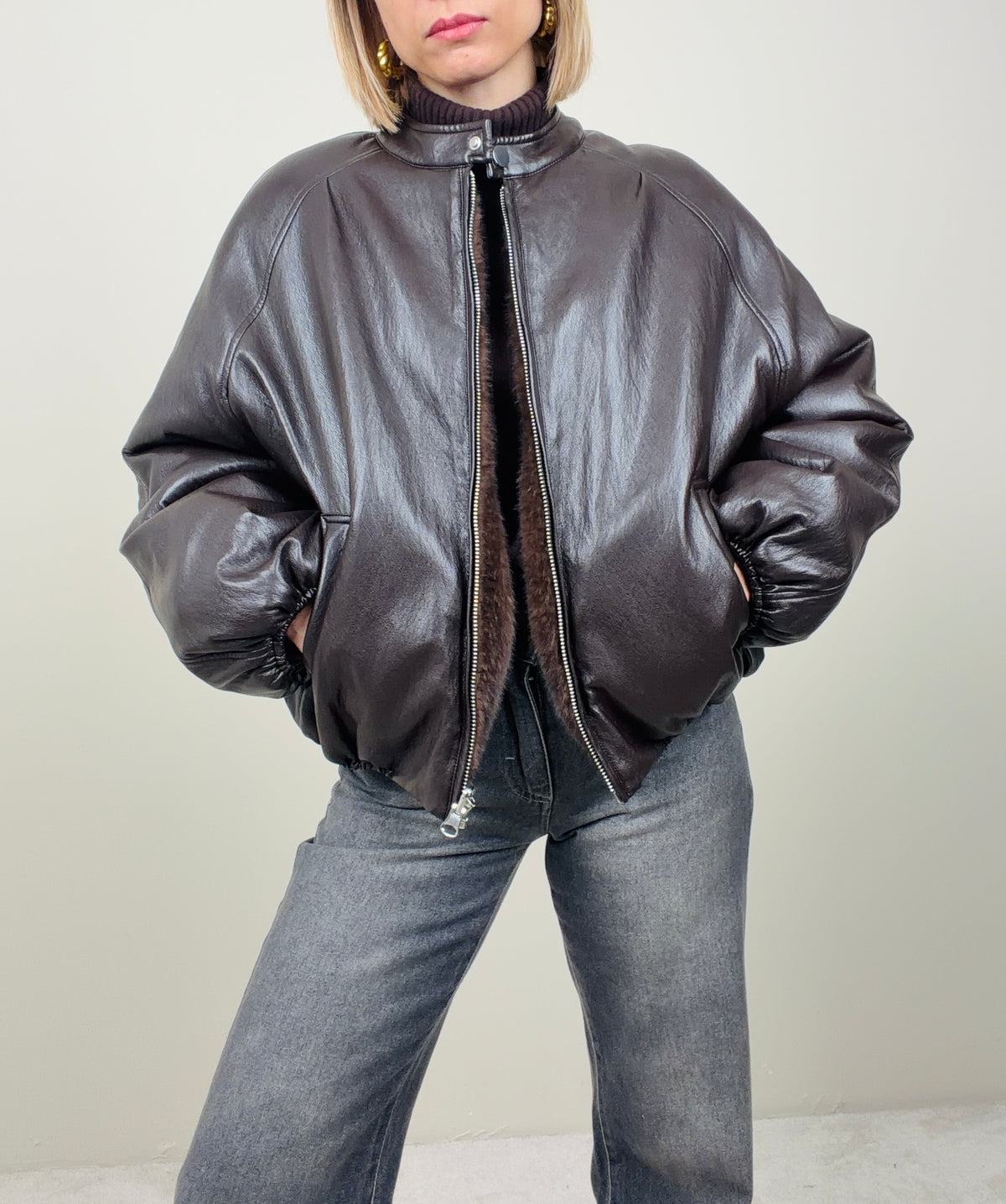 Giacca double-face ecopelle/ecofur