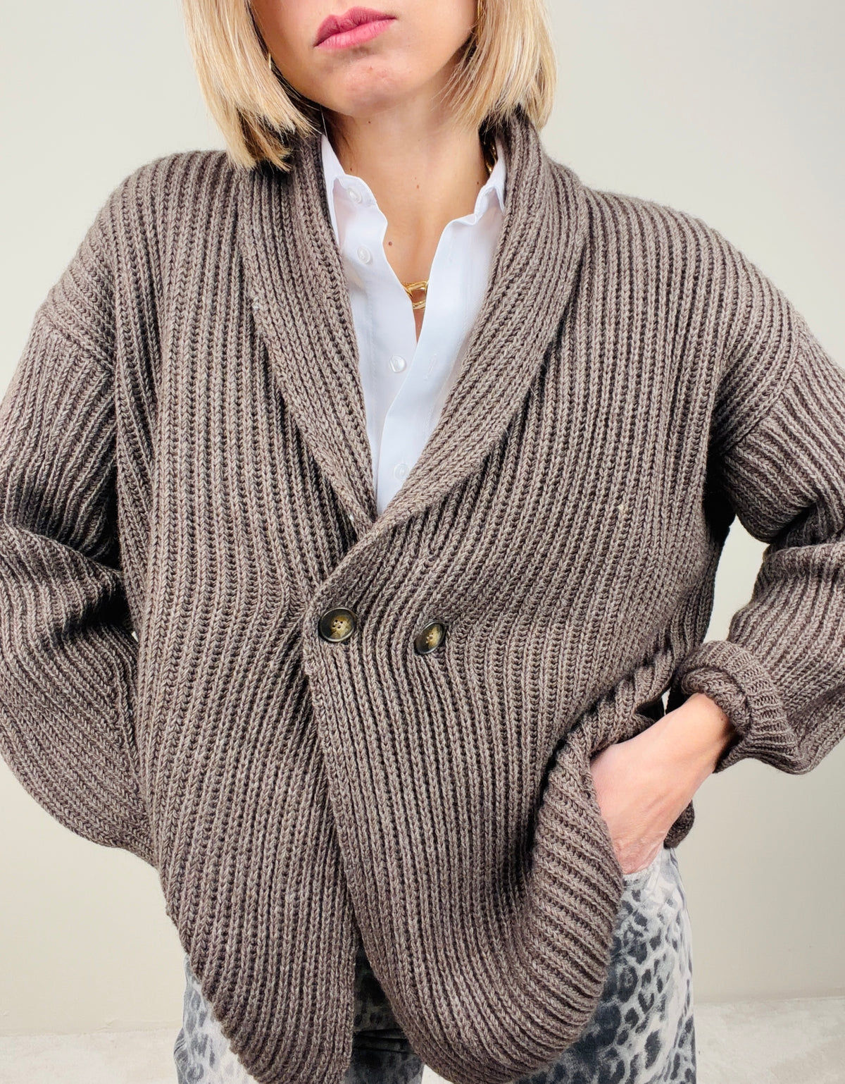 Cardigan doppiopetto cacao
