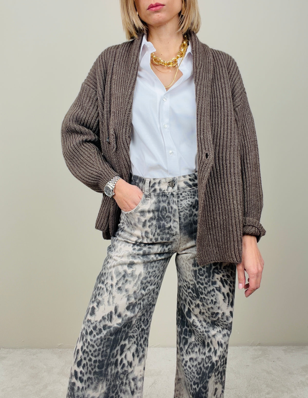 Cardigan doppiopetto cacao